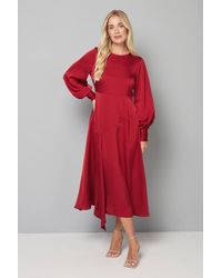 Wallis - Petite Asymmetric Angled Seam Crew Neck Midi Dress - Lyst