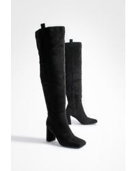 Boohoo - Wide Fit Tab Detail Over The Knee Boots - Lyst