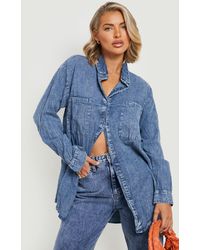Boohoo Acid Wash Oversized Denim Shirt 