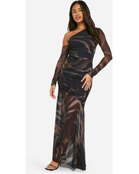 Boohoo Embroidered Mesh Sheer Maxi Dress in Black | Lyst Canada