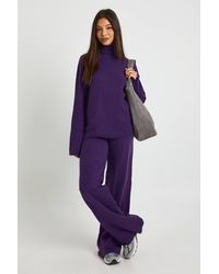Boohoo - Super Soft Roll Neck Oversized Sweater And Wide Leg Trouser Co-Ord - Lyst