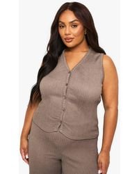 Boohoo - Plus Crinkle Plisse Button Down Waistcoat - Lyst
