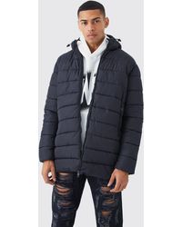 Boohoo - Quilted Longline Puffer With Hood - Lyst