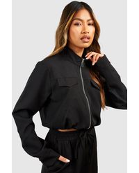 Boohoo - Woven Pocket Detail Relaxed Fit Bomber Jacket - Lyst