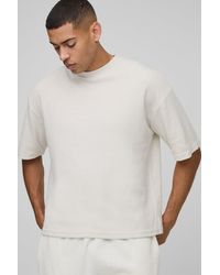 Boohoo - Camiseta Oversize Recta Con Textura Natural - Lyst