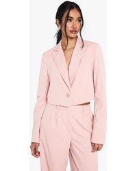 Boohoo - Tailored Woven Occasion Crop Blazer - Lyst