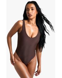 Boohoo - Bañador Essentials Con Escote En U - Lyst