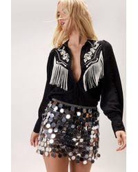 Nasty Gal - Embroidered Fringe Western Shirt - Lyst