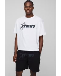 BoohooMAN - Black Oversized Boxy M Star T-shirt And Relaxed Short Set - Lyst