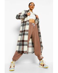 Boohoo Brushed Flannel Longline Shacket - White