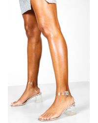 Boohoo Womens Zweiteilige flache Heels mit transparentem Blockabsatz - Mettallic