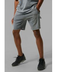 Boohoo Denim Slim Fit Crinkle 3d Pocket Cargo Shorts in Grey Grey Womens Clothing Shorts Cargo shorts 