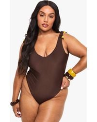 Boohoo - Plus Bead Charm Backless Bathing Suit - Lyst
