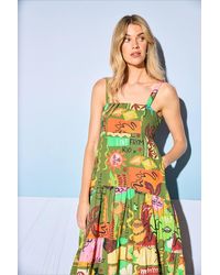 Warehouse - Hcd Cotton Strappy Tie Back Tier Midi Sundress - Lyst