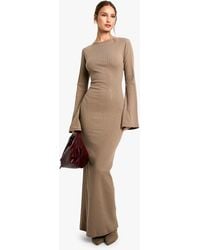 Boohoo - Wide Rib Tie Back Flare Sleeve Maxi Dress - Lyst