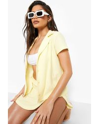 Boohoo Oversize Towel Beach Shirt - Yellow