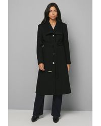 Wallis - Knitted Collar Button Through Wrap Coat - Lyst