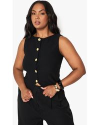 Boohoo - Plus Textured Button Through Waistcoat - Lyst
