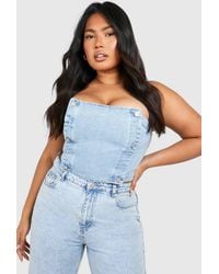 Boohoo - Plus Button Down Denim Top - Lyst