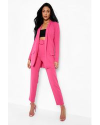 Boohoo Tall Blazer And Belted Trouser Suit Set - Pink