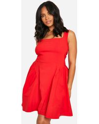 Boohoo - Plus Bengaline Bow Back Skater Dress - Lyst