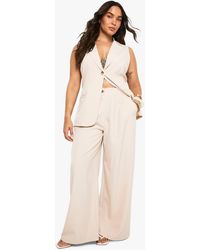Boohoo - Plus Tailored Elasticated Back Tailored Wide Leg Trouser - Lyst