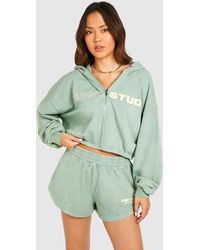 Boohoo - Dsgn Studio Washed Zip Through Boxy Fit Hoodie - Lyst