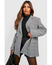 Boohoo - Dogtooth Flannel Relaxed Fit Tailored Blazer - Lyst