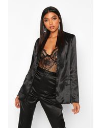 Boohoo Womens Tall Blazer aus Satin - Schwarz