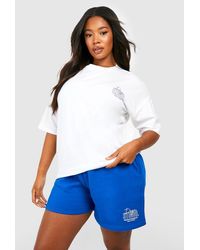 Boohoo - Plus Dsgn Studio Embroidered T-shirt And Jogger Short - Lyst