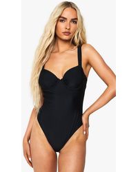 Boohoo - Swimwear Essentials Fuller Bust Balcony Swimsuit - Lyst