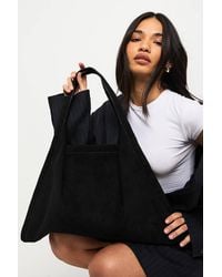 Boohoo - Faux Suede Large Tote Bag - Lyst