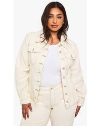 Boohoo - Plus Ecru Denim Oversized Jean Jacket - Lyst