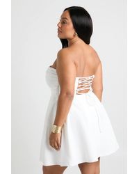 Boohoo - Plus Structured Ruched Mini Bandeau Skater Dress - Lyst