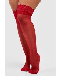 Boohoo Plus Lace Stockings - Red