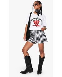 Boohoo - Seersucker Gingham Drawstring Waist Shorts - Lyst