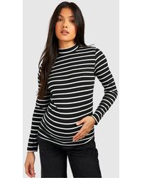 Boohoo - Maternity Roll Neck Striped Long Sleeve T-shirt - Lyst