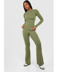 Boohoo - Tall Washed Two Tone Ribbed Flared Pants - Lyst