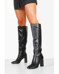 black block heel knee high boots