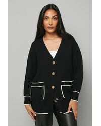 Wallis - Petite Tipped Button Through Cardigan - Lyst
