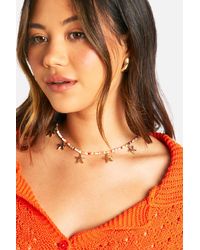 Boohoo - Beaded Starfish Charm Necklace - Lyst