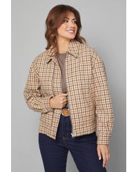 Wallis - Flannel Zip Through Bomber Jacket - Lyst