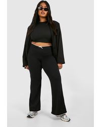 Boohoo - Plus Scalloped Trim Bow Detail Cotton Skinny Flares - Lyst