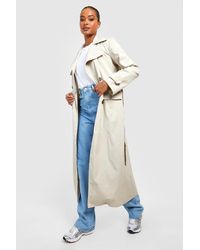 Boohoo - Tall Oversized Belted Trench Coat - Lyst