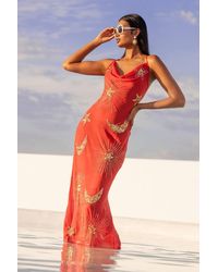 Nasty Gal - Premium Hand Embellished Celestial Cowl Neck Maxi Beach Dress - Lyst