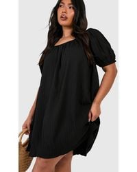 Boohoo - Plus Puff Sleeve Shift Dress - Lyst