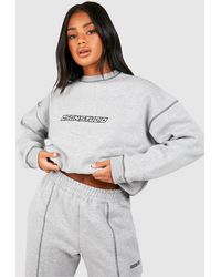 Boohoo - Contrast Stitch Embroidered Oversized Sweatshirt - Lyst