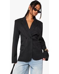 Boohoo - Tailored Cinched Waist Wrap Blazer - Lyst