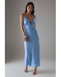 Warehouse - Petite Satin Strappy Tie Front Maxi Slip Dress - Lyst