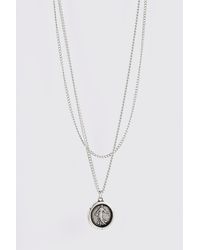 BoohooMAN Coin Pendant Double Layer Necklace - Weiß